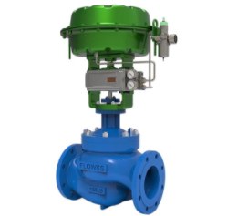 Pneumatic diaphragm actuator mounted on a globe valve body
